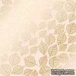 Лист односторонней бумаги с фольгированием Golden Delicate Leaves Beige, ТМ Фабрика Декора - ScrapUA.com