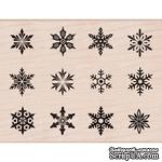 Резиновый штамп Hero Arts - Snowflake Sampler, на деревянном блоке - ScrapUA.com