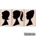 Резиновый штамп Hero Arts - Three Silhouettes, на деревянном блоке - ScrapUA.com