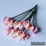  Каллы бело-розовые, цветок 15х20мм, стебель 8 см, 5 шт. - ScrapUA.com
