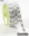 Лента GROSGRAIN / CIRCLES,   ширина 9,5мм, цвет WHITE/BLACK/SILVER, 90см - ScrapUA.com