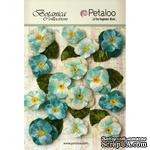 Набор объемных цветов (анютины глазки) Petaloo - Velvet Pansies x 15 - Teal - ScrapUA.com