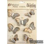 Набор бабочек Petaloo - Printed Darjeeling Collection - Wild Butterflies - Soft Grey - ScrapUA.com