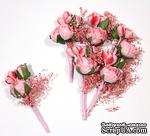 Декоративный букетик с розами, цвет розовый, 4 см, 6 шт. - ScrapUA.com