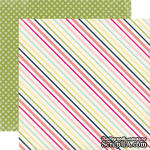 Акция! Двусторонний лист бумаги от Echo Park - Sunny Stripe, 30,5x30,5см - ScrapUA.com