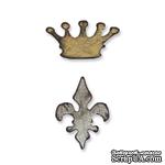 Нож для вырубки на магнитной основе от Sizzix - Movers &amp; Shapers Magnetic Die Set 2PK - Mini Crown &amp; Fleur Set - Корона и Лилия - ScrapUA.com