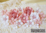 Набір квітів з тканини (18 шт), рожево-білий, 1,5 см - 5 см - ScrapUA.com