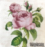Салфетка &quot;Ветка розы&quot;, цвет фона: кремовый, размер: 25х25 см - ScrapUA.com