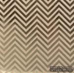 Крафт-картон с золотым тиснением - Шеврон - Bazzill Foiled Kraft Cardstock - Gold Chevron, размер 30х30, 1 лист - ScrapUA.com